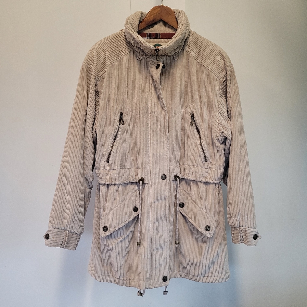 Vintage 90s Outbrook Thick Corduroy Flannel Lined Coat Womens Oversized Medium